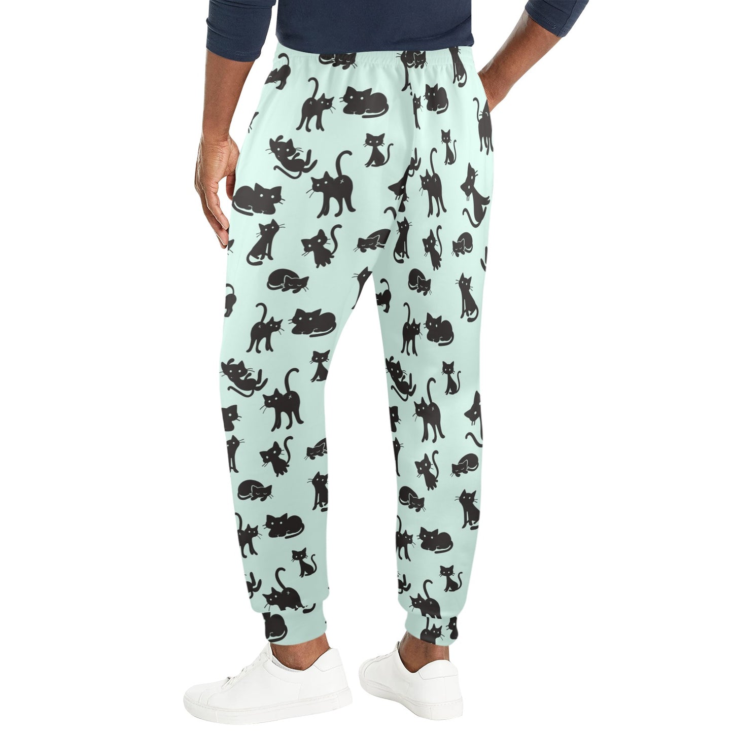 Black Cat Pattern Print Design 04 Men's Casual Track Pants