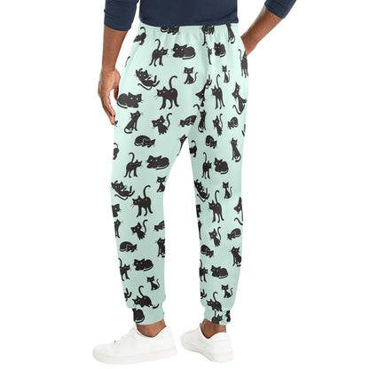 Black Cat Pattern Print Design 04 Men's Casual Track Pants