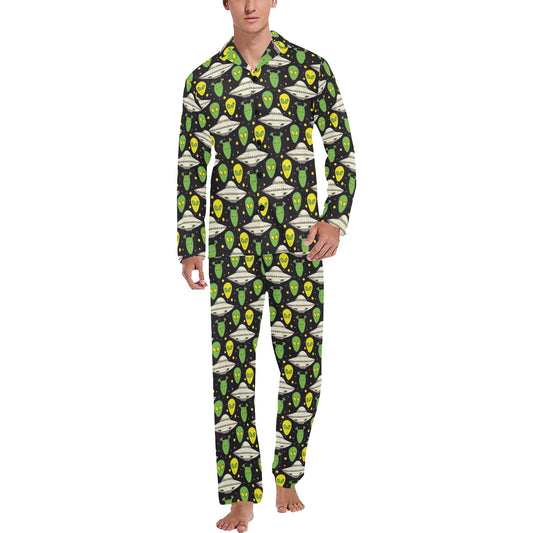 Alien UFO Pattern Men's Long Pajama Set