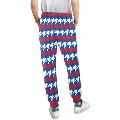 Patriotic Houndstooth Pattern Print Design A02 Women's Casual Track Pants