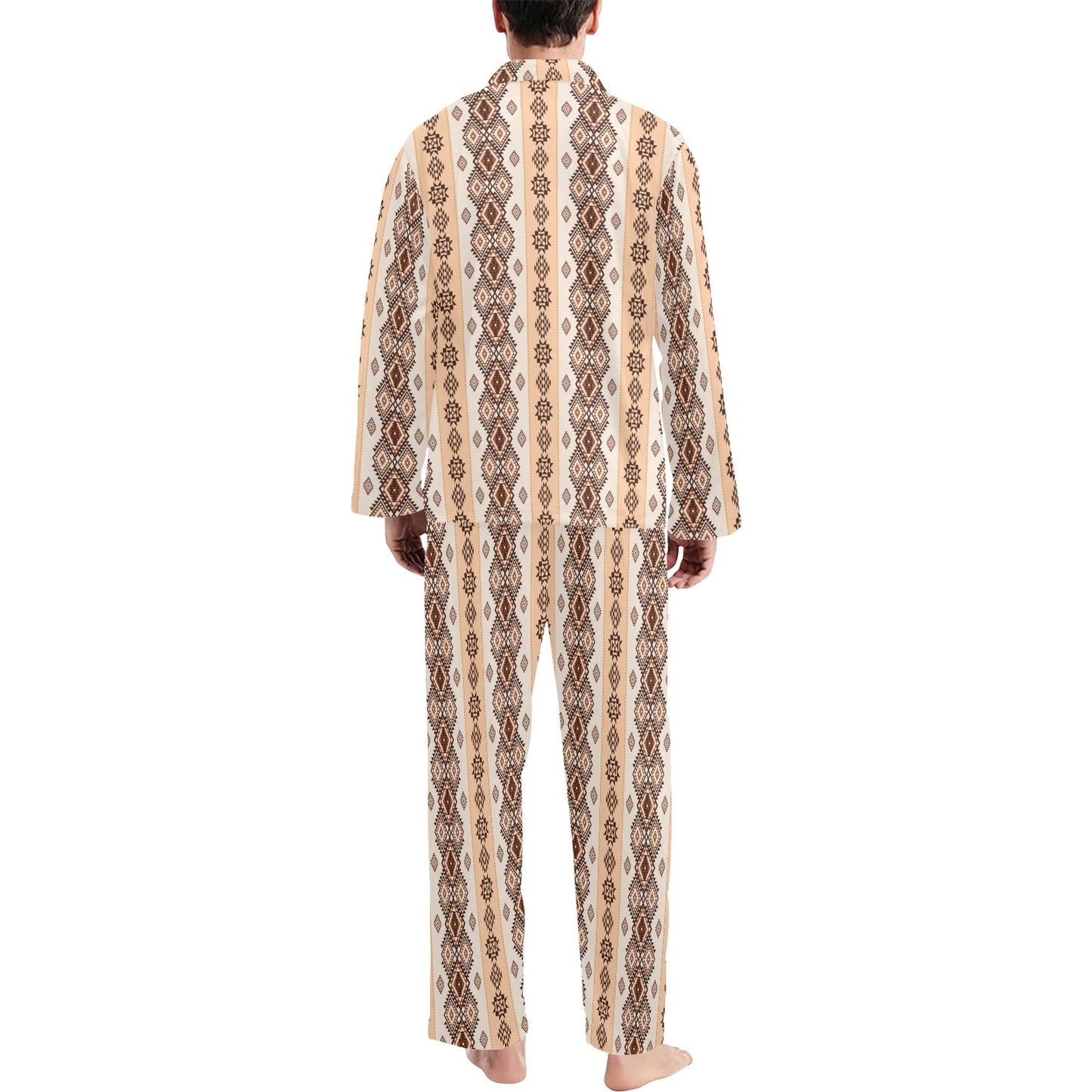 Native Classic Pattern Print Men's Long Pajama Set