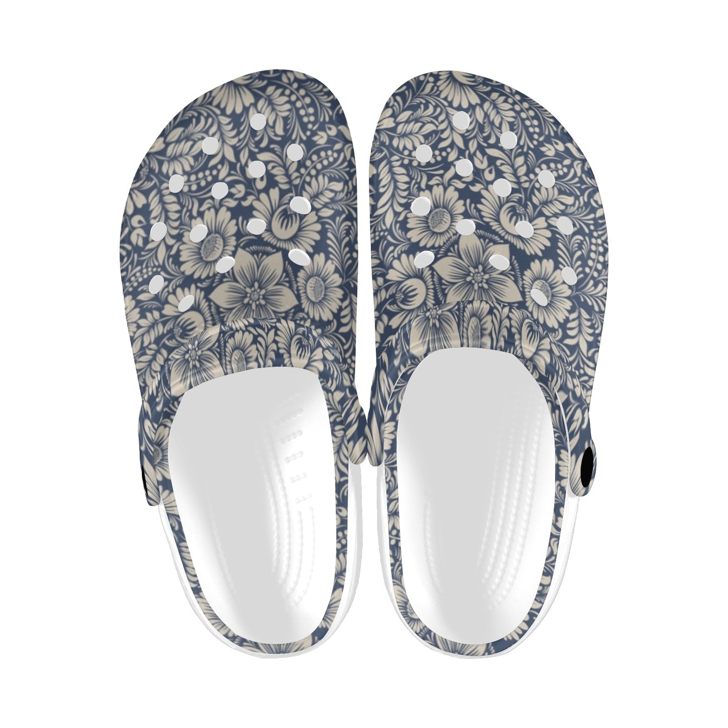 Elegant Floral Print Pattern Unisex Clogs Shoes