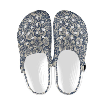 Elegant Floral Print Pattern Unisex Clogs Shoes