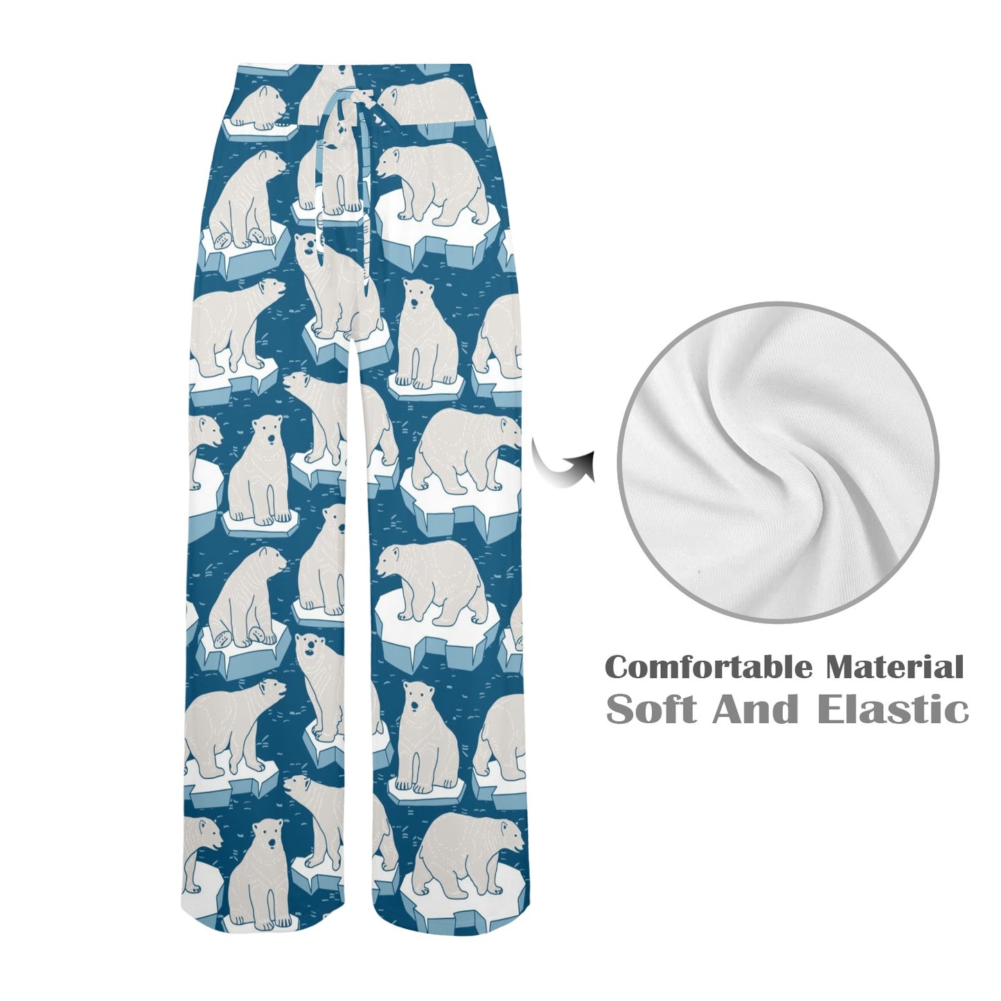 Polar Bear Pattern Print Design PB03 Women's Wide Leg Lounge Pants