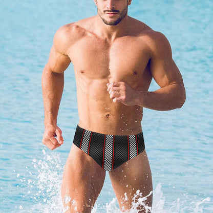 Checkered Flag Red Line Style Men's Swimming Briefs