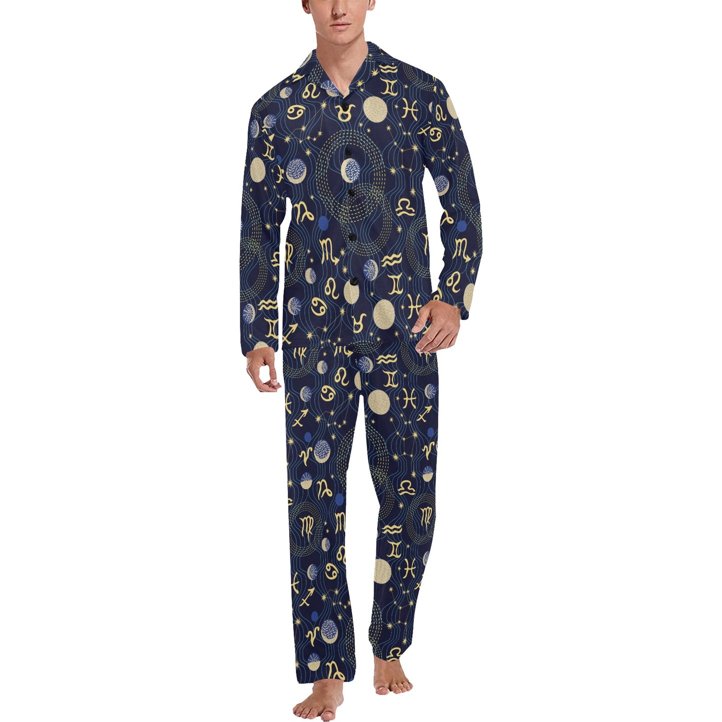 Zodiac Print Design LKS302 Men's Long Pajama Set