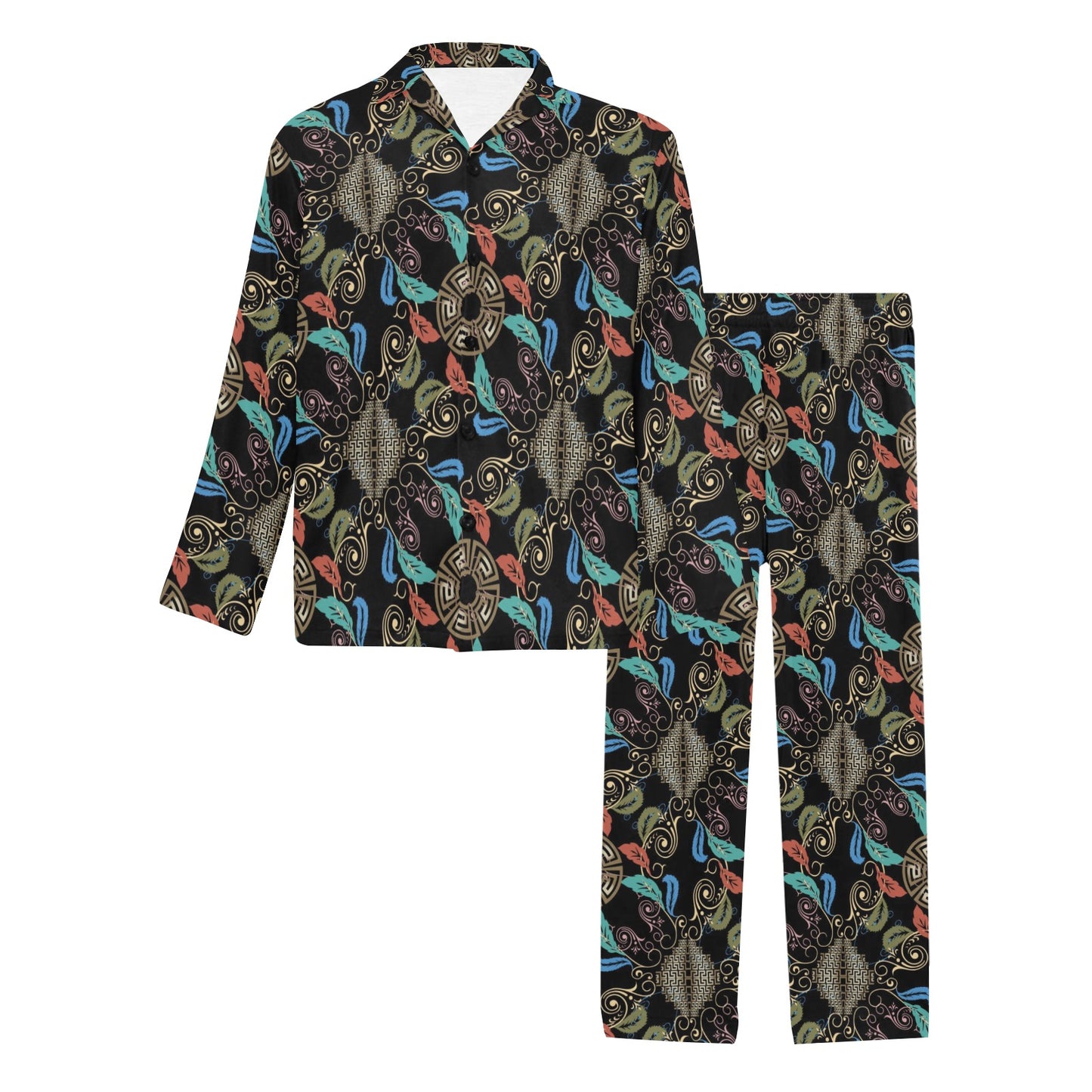 Ancient Greek Print Design LKS308 Men's Long Pajama Set