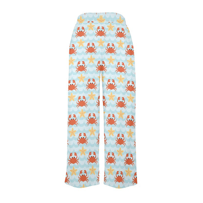 Crab Pattern Print Design 03 Women's Wide Leg Lounge Pants