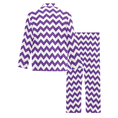 Chevron Purple Pattern Print Design 03 Men's Long Pajama Set