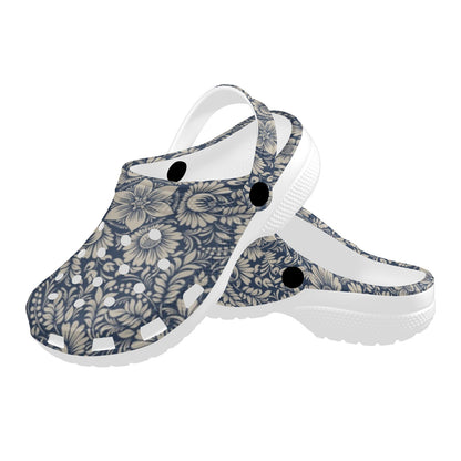 Elegant Floral Print Pattern Unisex Clogs Shoes