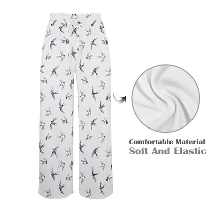 Swallow Bird Pattern Print Design 04 Women's Wide Leg Lounge Pants