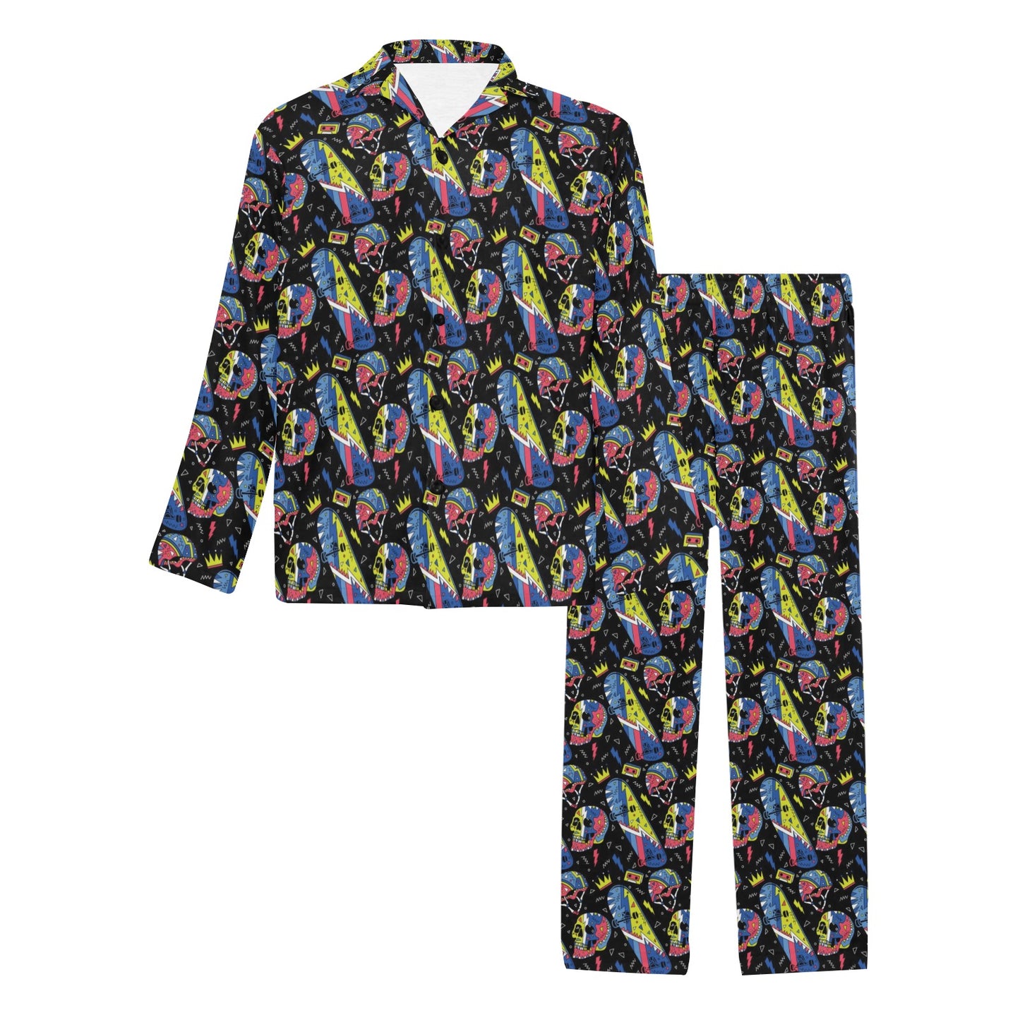 Skateboard Print Design LKS304 Men's Long Pajama Set