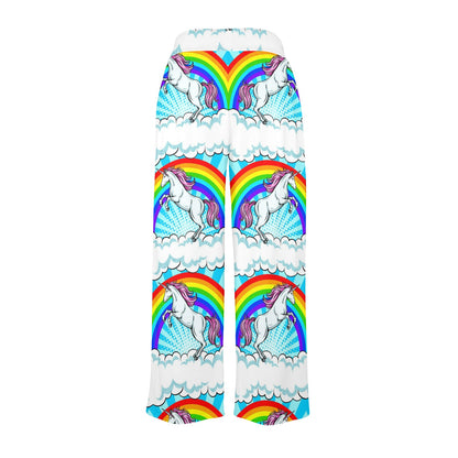 Unicorn Rainbow Women's Wide Leg Lounge Pants