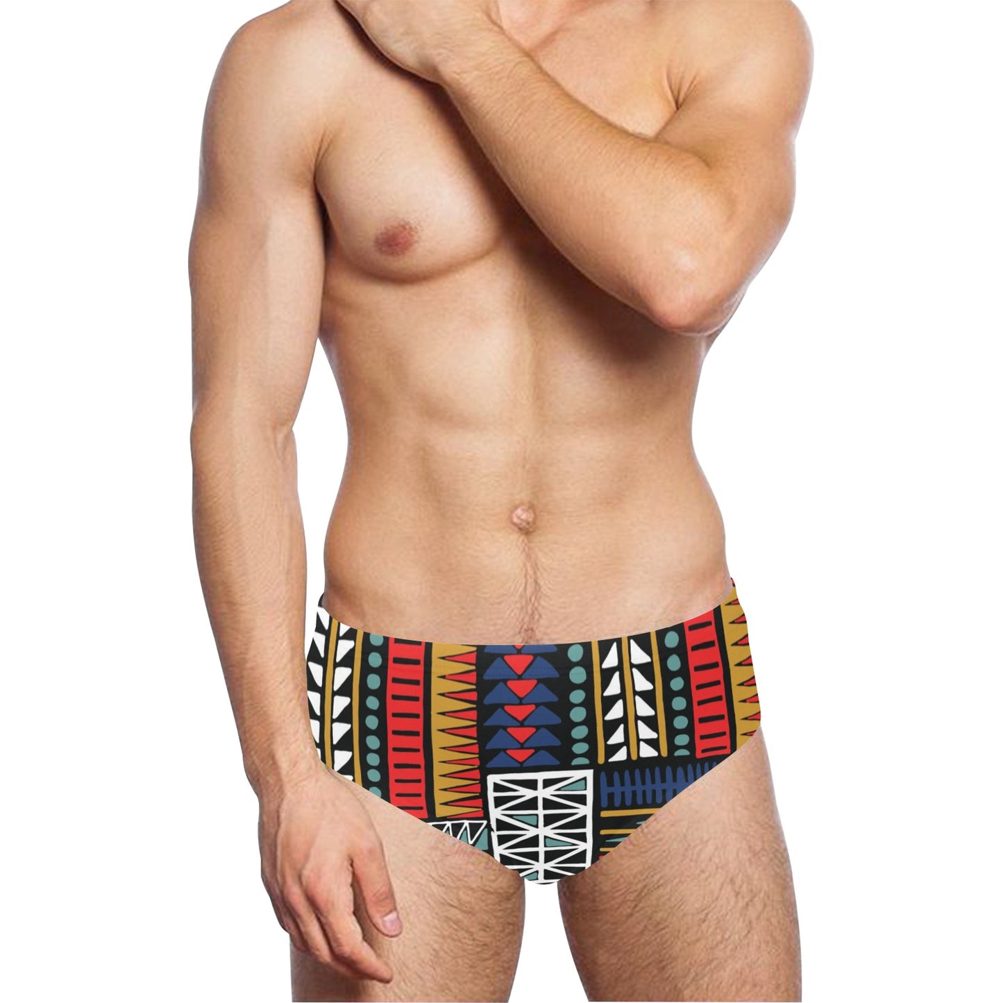 Kente Pattern Print Design 02 Men's Swimming Briefs