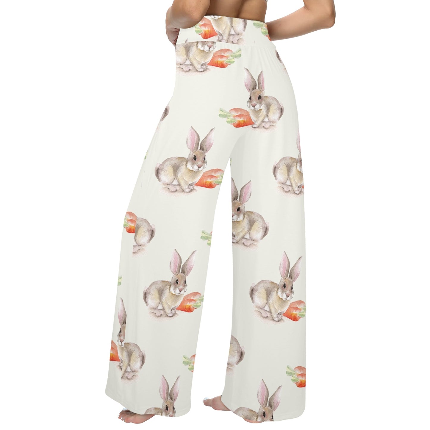 Rabbit Pattern Print Design 01 Women's Wide Leg Lounge Pants