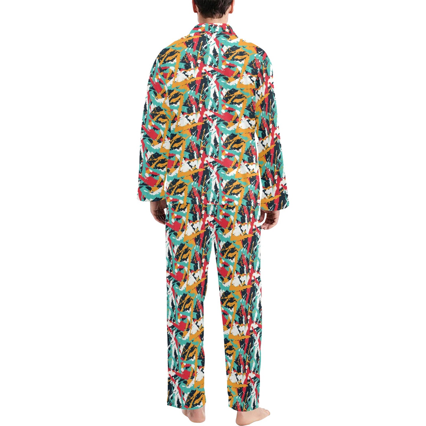 Splatter Print Design LKS304 Men's Long Pajama Set
