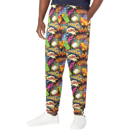 Comic Book Pattern Print Design 01 Men's Casual Track Pants