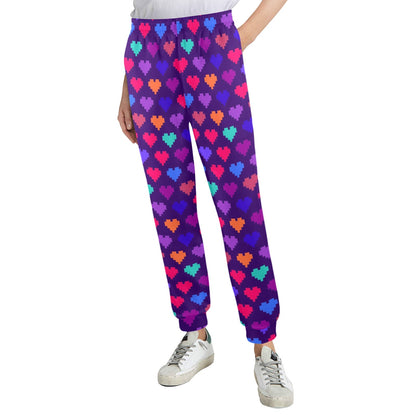 Heart Pixel Pattern Print Design HE03 Women's Casual Track Pants