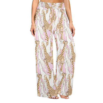 giraffe Design Print Pattern JJ0269 Women's Wide Leg Lounge Pants