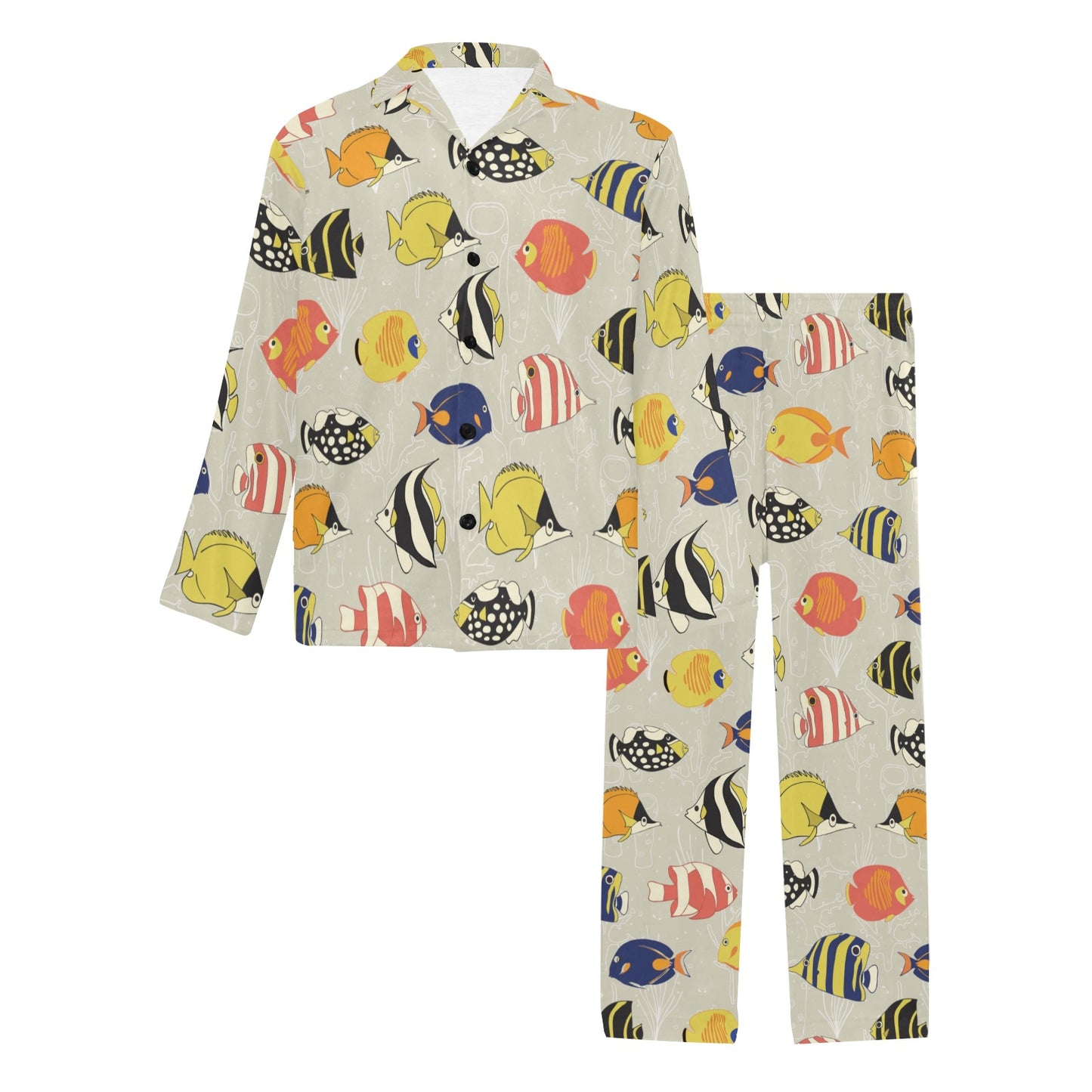 Angelfish Print Design LKS401 Men's Long Pajama Set
