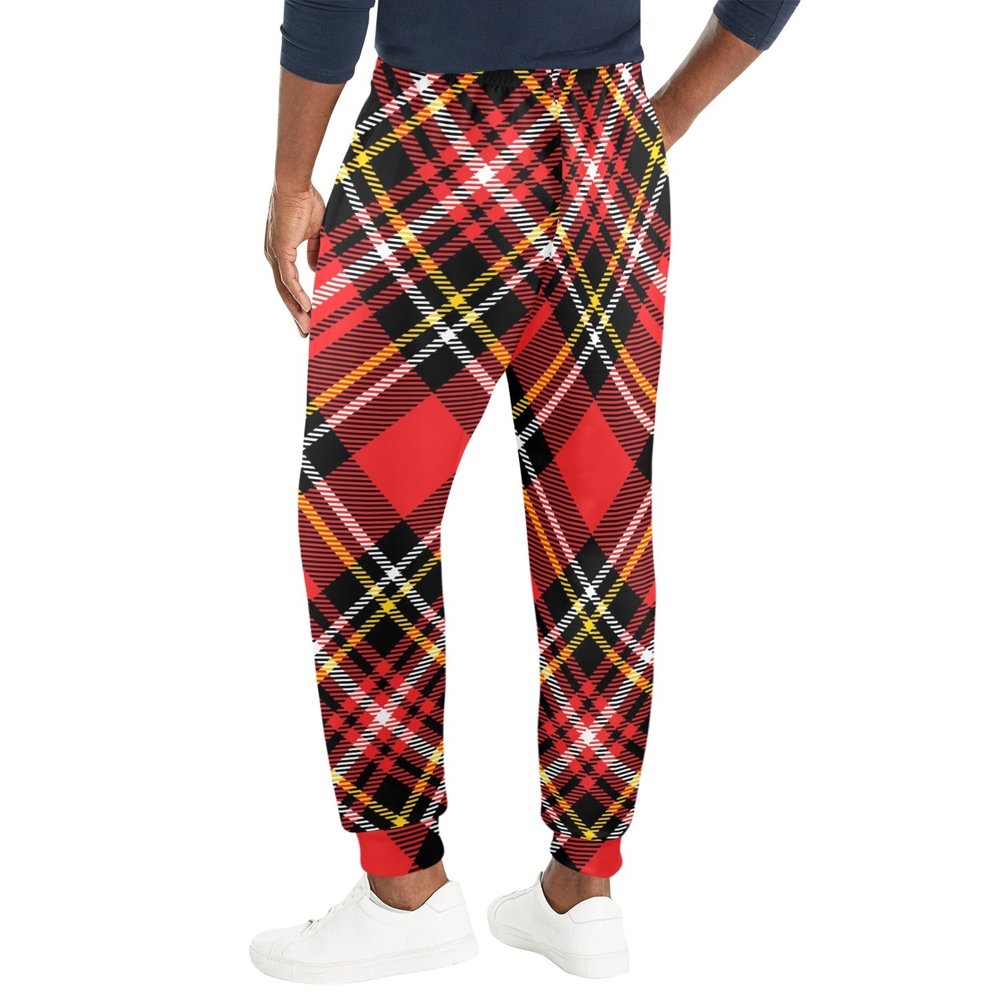 Plaid Red Pattern Print Design A03 Men's Casual Track Pants