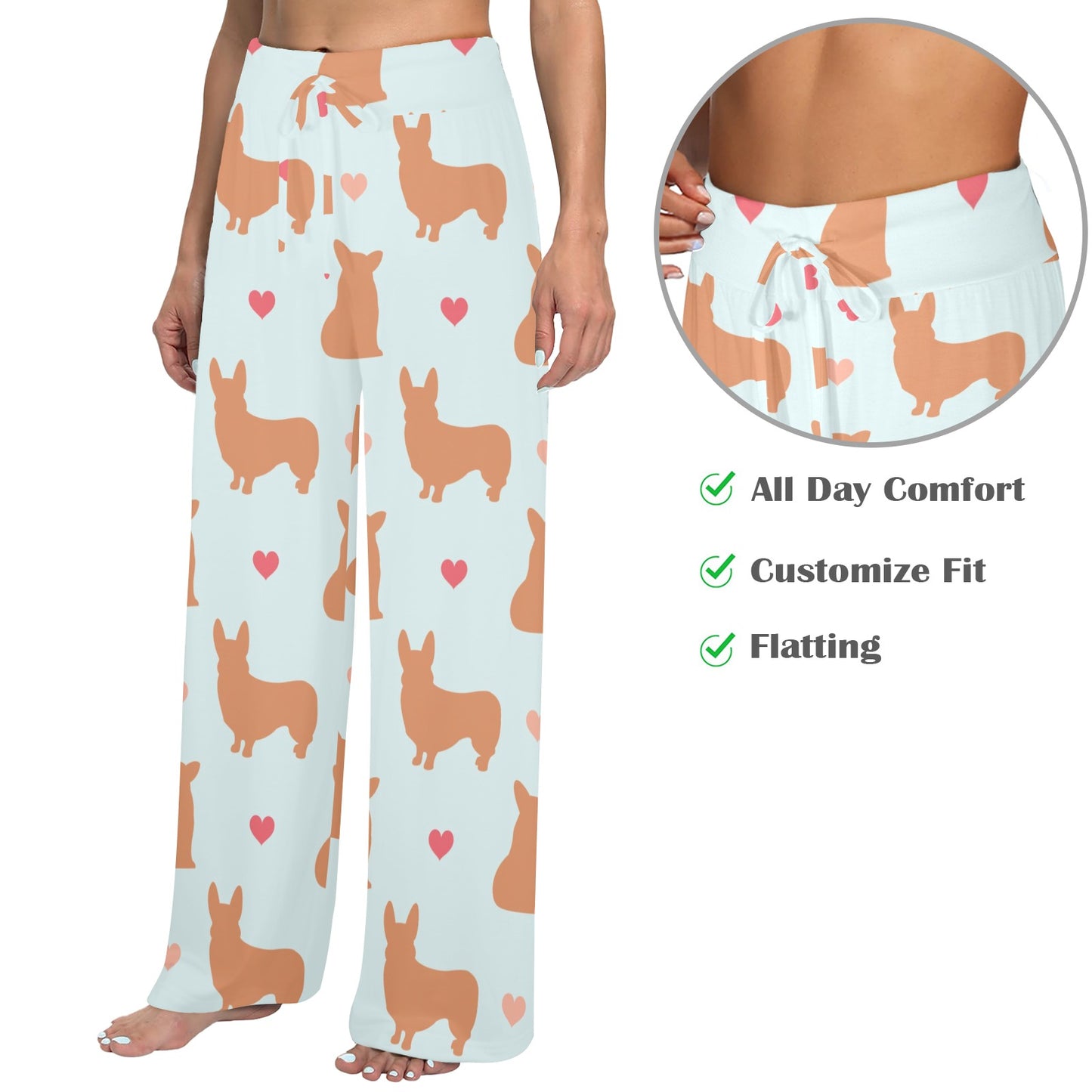 Pembroke Welsh Corgis Pattern Print Design A01 Women's Wide Leg Lounge Pants