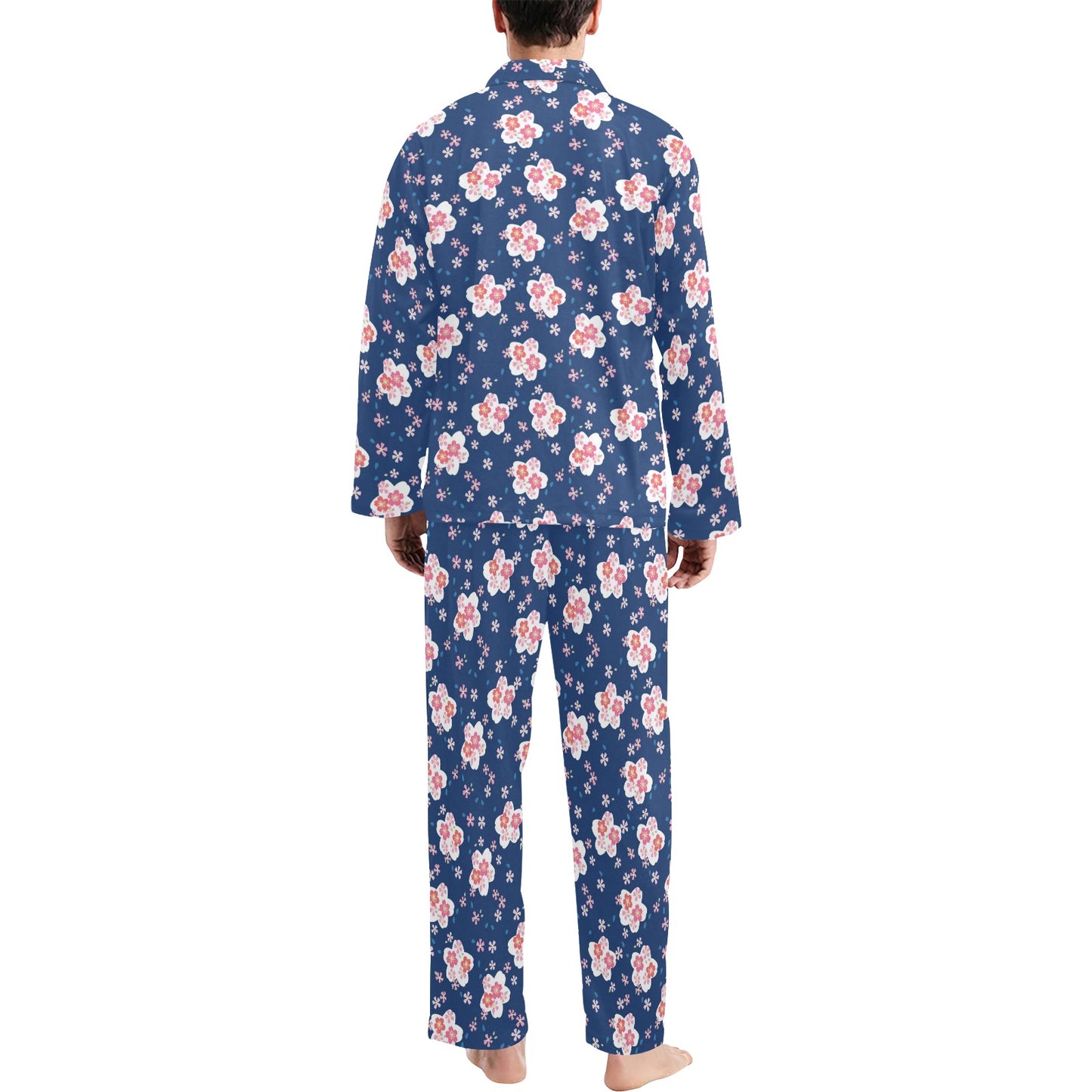 Sakura Print Design LKS306 Men's Long Pajama Set