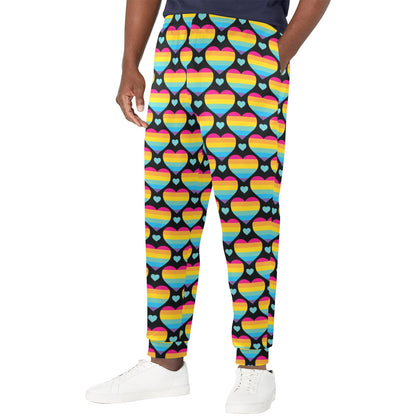 Rainbow Heart Print Pattern Men's Casual Track Pants