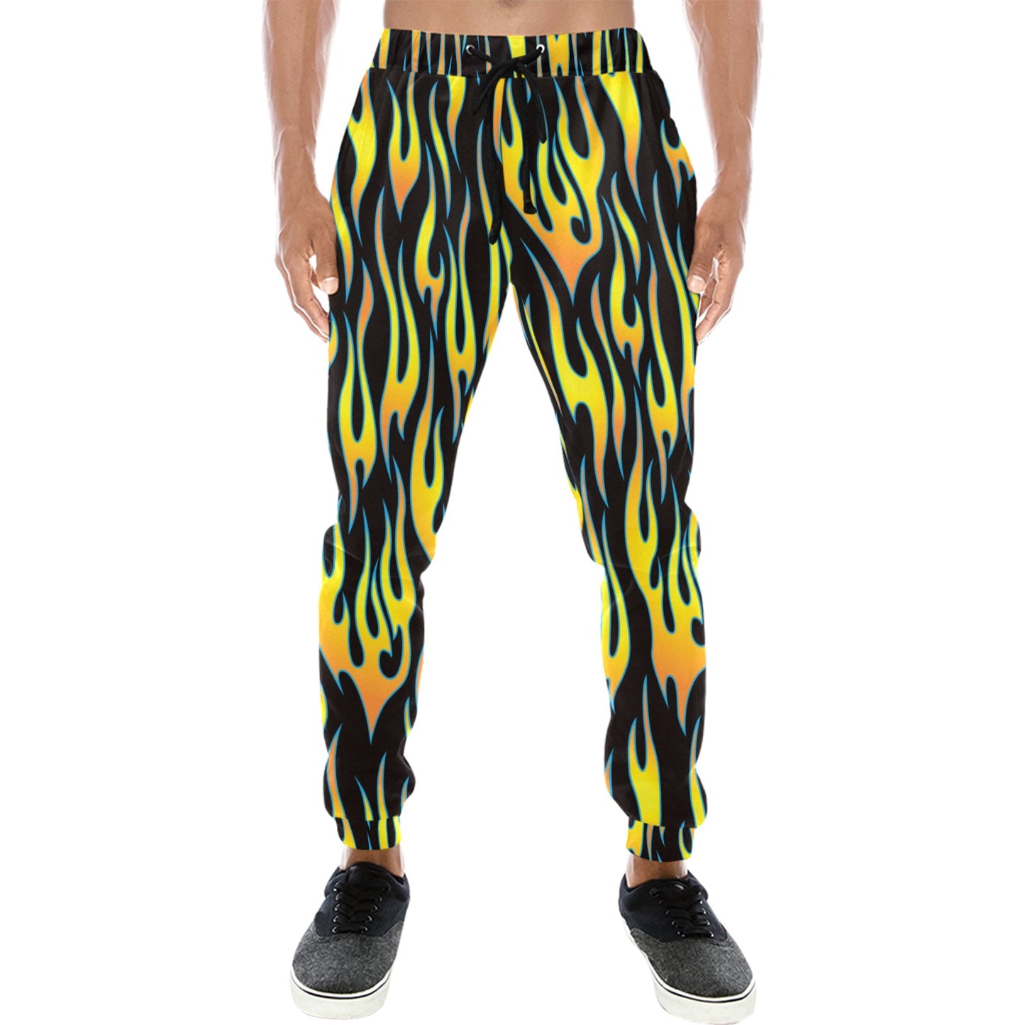 Flame Fire Yellow Pattern Men's Sweatpants