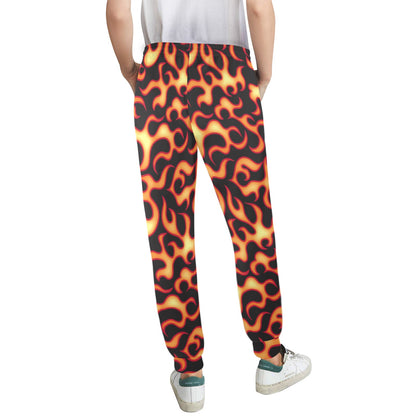 Flame Fire Themed Print Women's Casual Track Pants