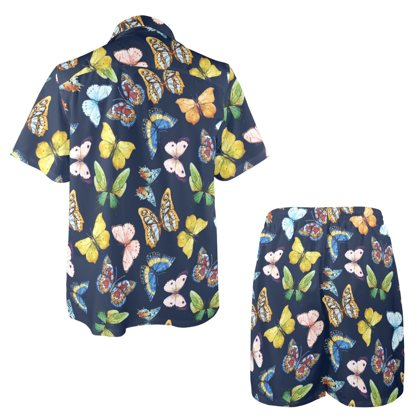 Butterfly Beautiful Print Pattern Men's Beach Shirt and Shorts Set