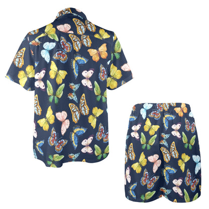 Butterfly Beautiful Print Pattern Men's Beach Shirt and Shorts Set