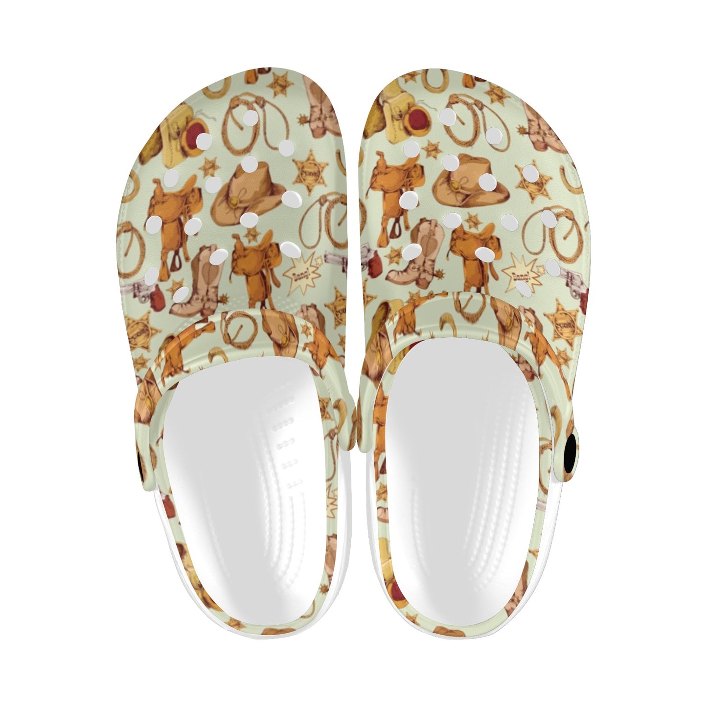 Western Cowboy Design Pattern Unisex Clogs Shoes