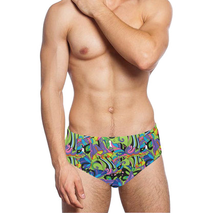 Psychedelic Trippy Mushroom Themed Men's Swimming Briefs