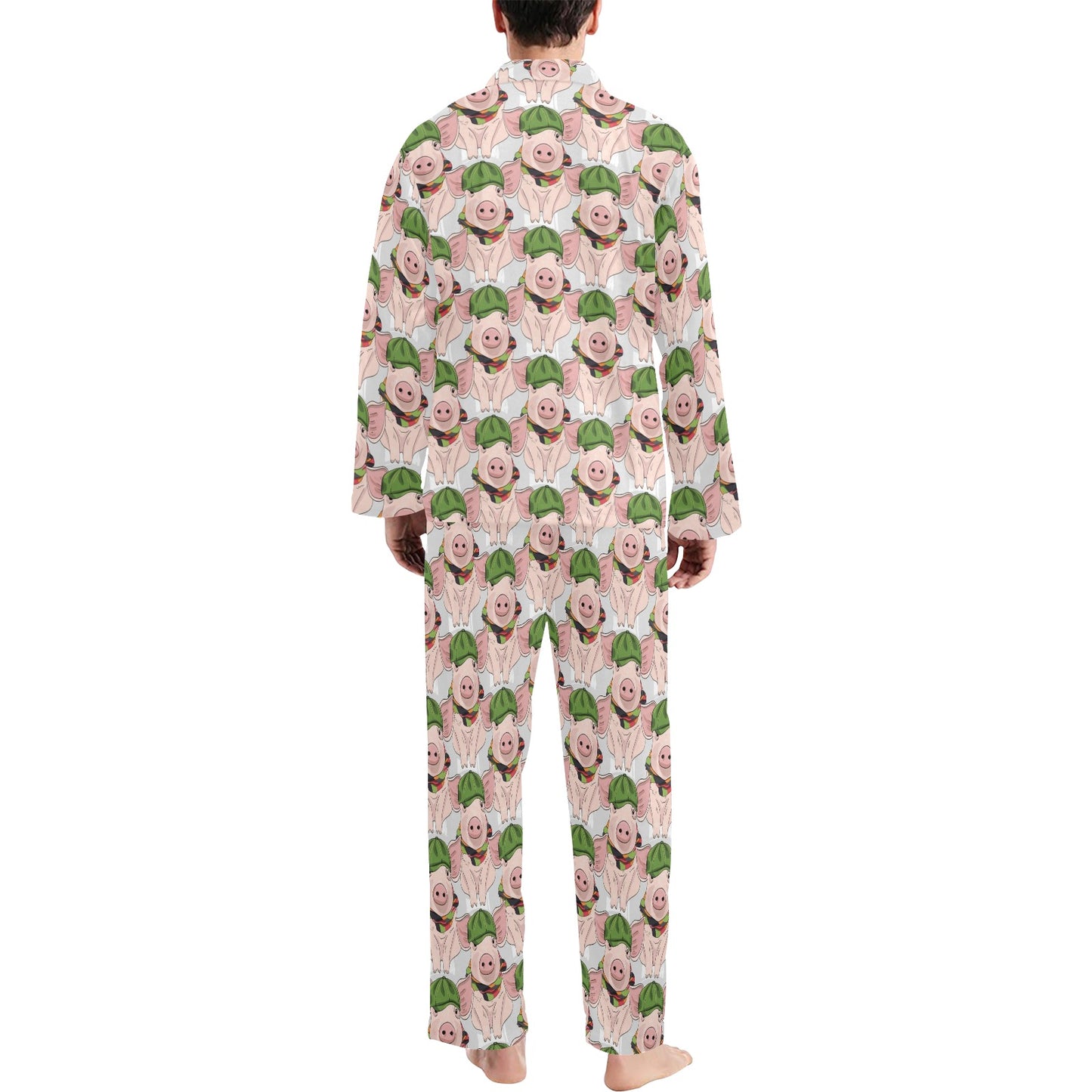 Pig Print Design LKS403 Men's Long Pajama Set