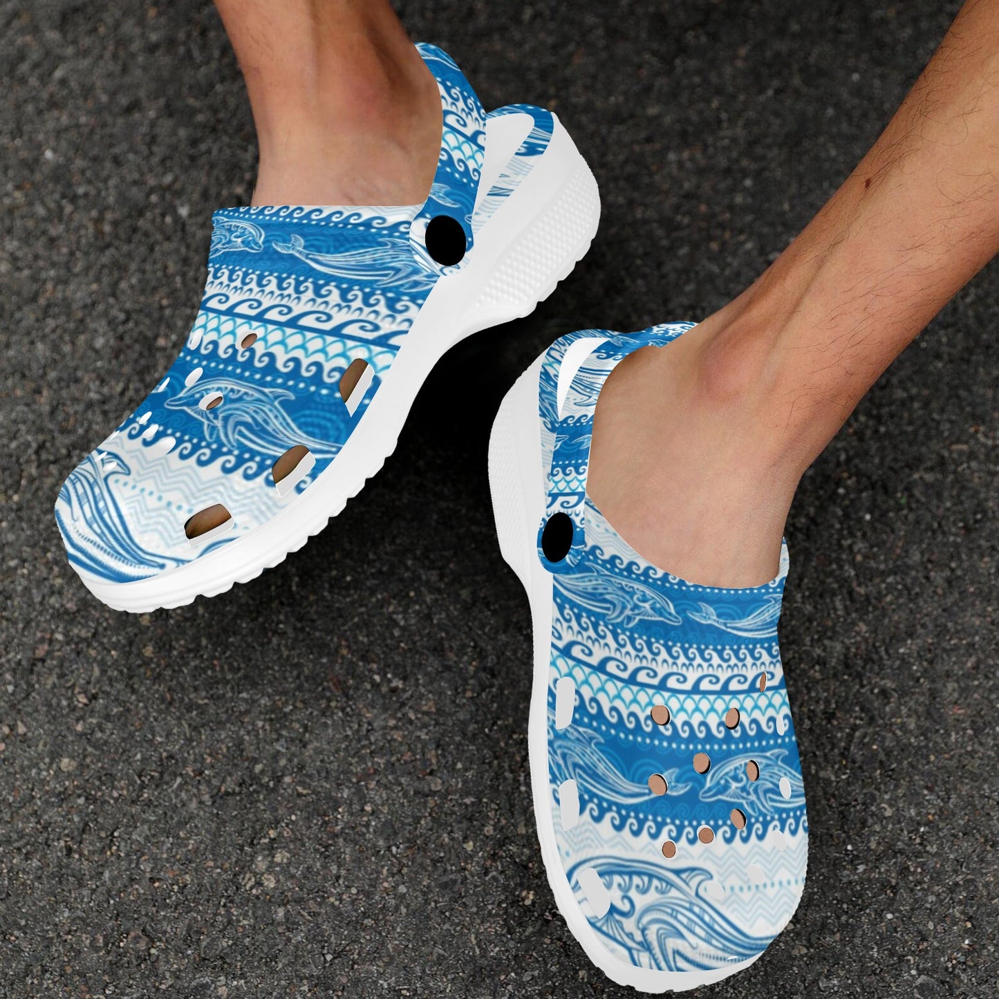 Dolphin Tribal Print Pattern Unisex Clogs Shoes