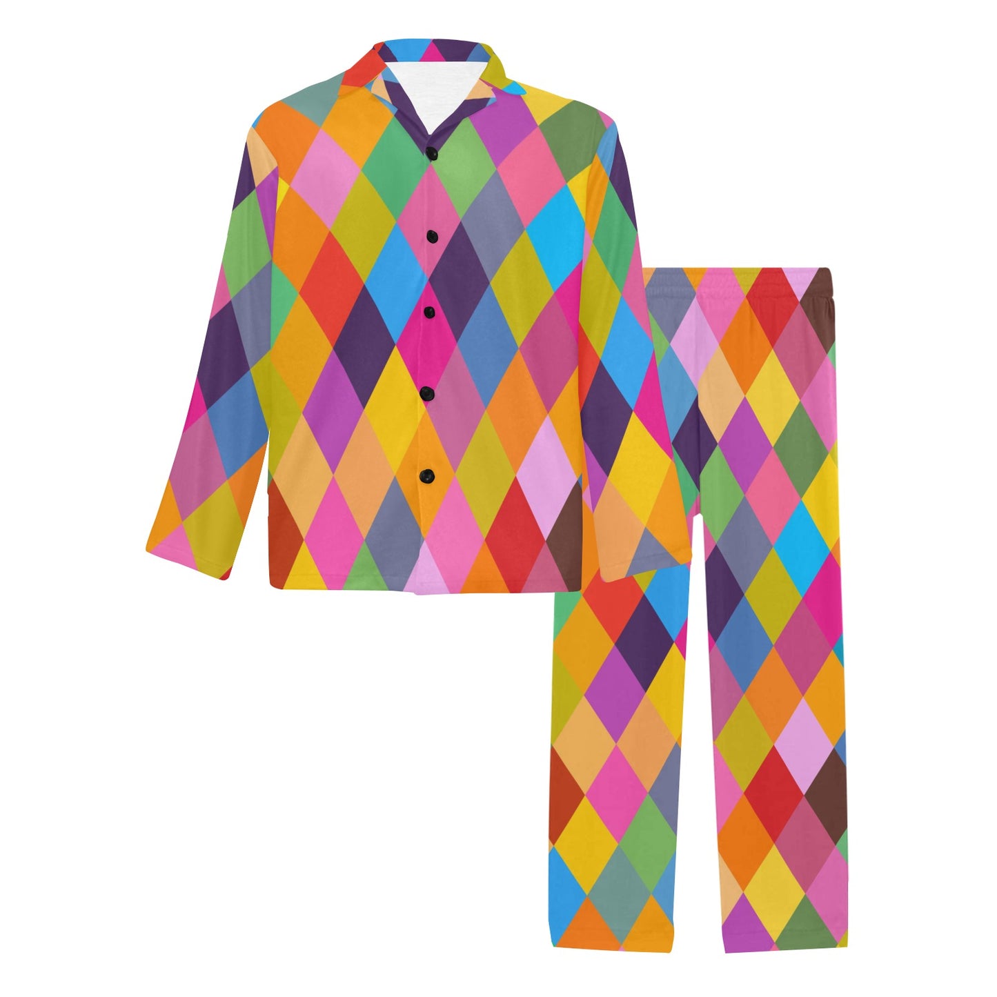 Harlequin Pattern Print Design 02 Men's Long Pajama Set