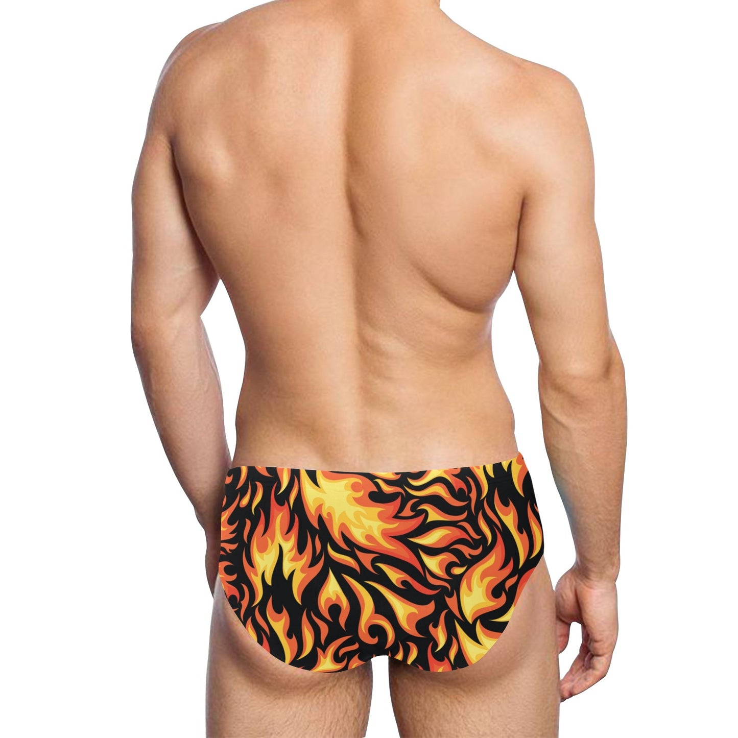 Flame Fire Design Pattern Men's Swimming Briefs