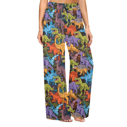 dinosaur Design Print Pattern JJ0102 Women's Wide Leg Lounge Pants
