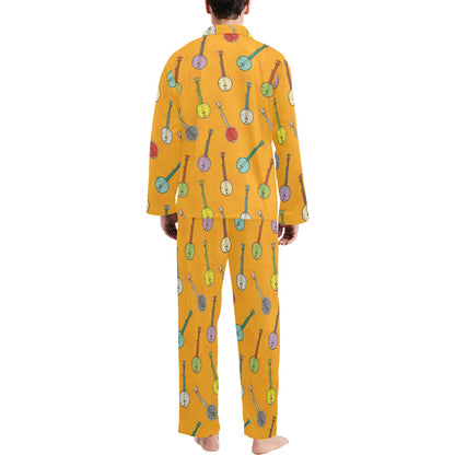 Banjo Pattern Print Design 02 Men's Long Pajama Set
