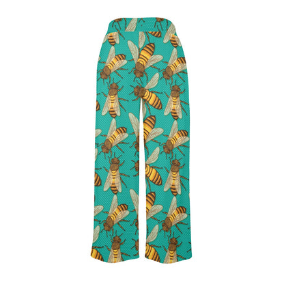 Bee Pattern Print Design BEE04 Women's Wide Leg Lounge Pants