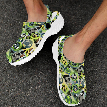 Soccer Ball Themed Print Pattern Unisex Clogs Shoes