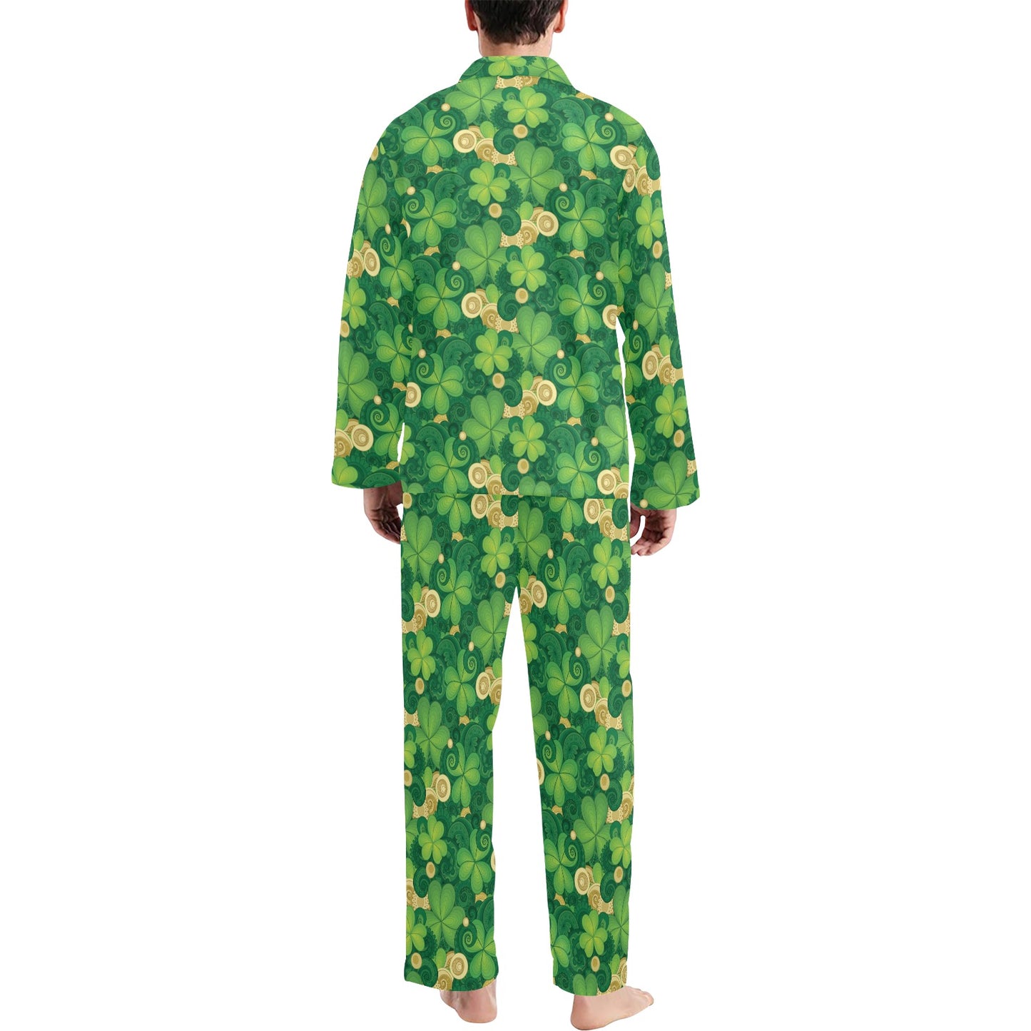 Shamrock Print Design LKS301 Men's Long Pajama Set