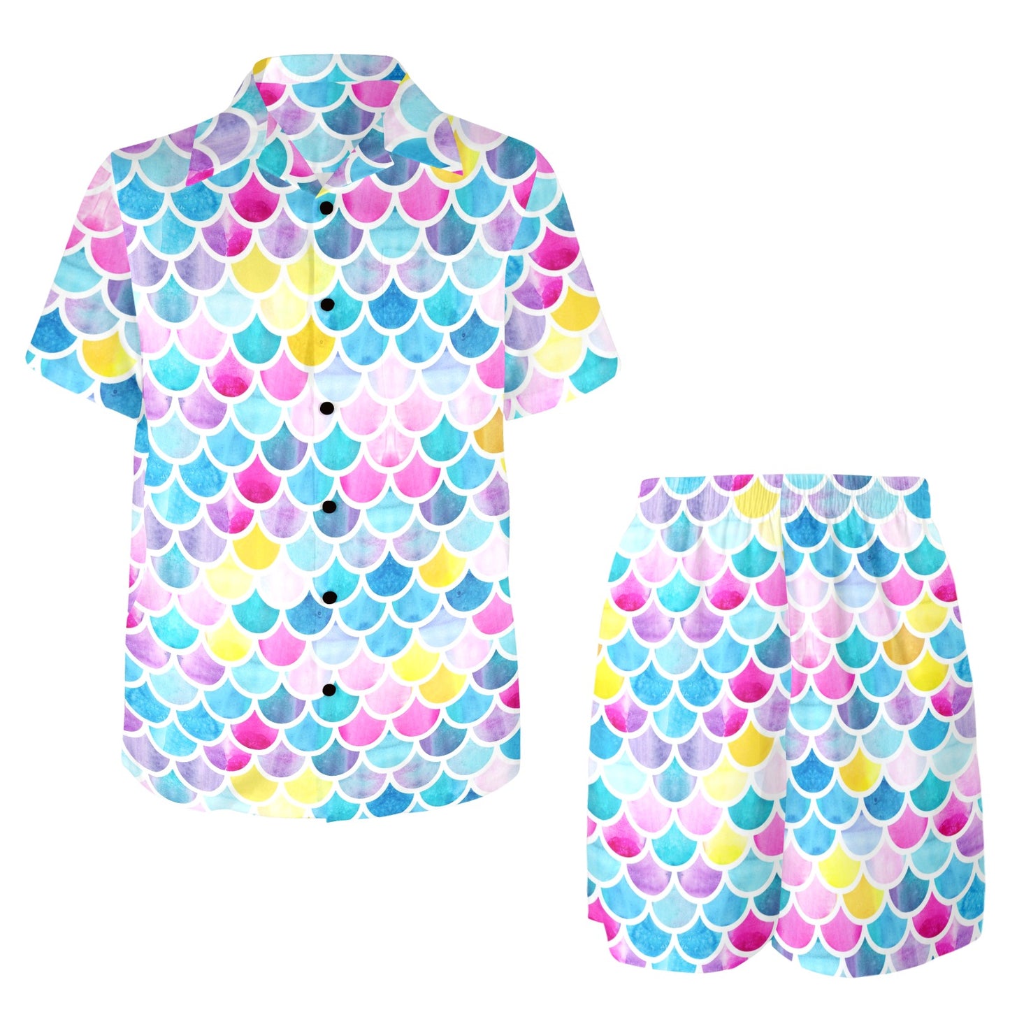 Scales Print Design LKS402 Men's Beach Shirt and Shorts Set