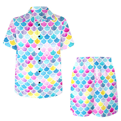 Scales Print Design LKS402 Men's Beach Shirt and Shorts Set