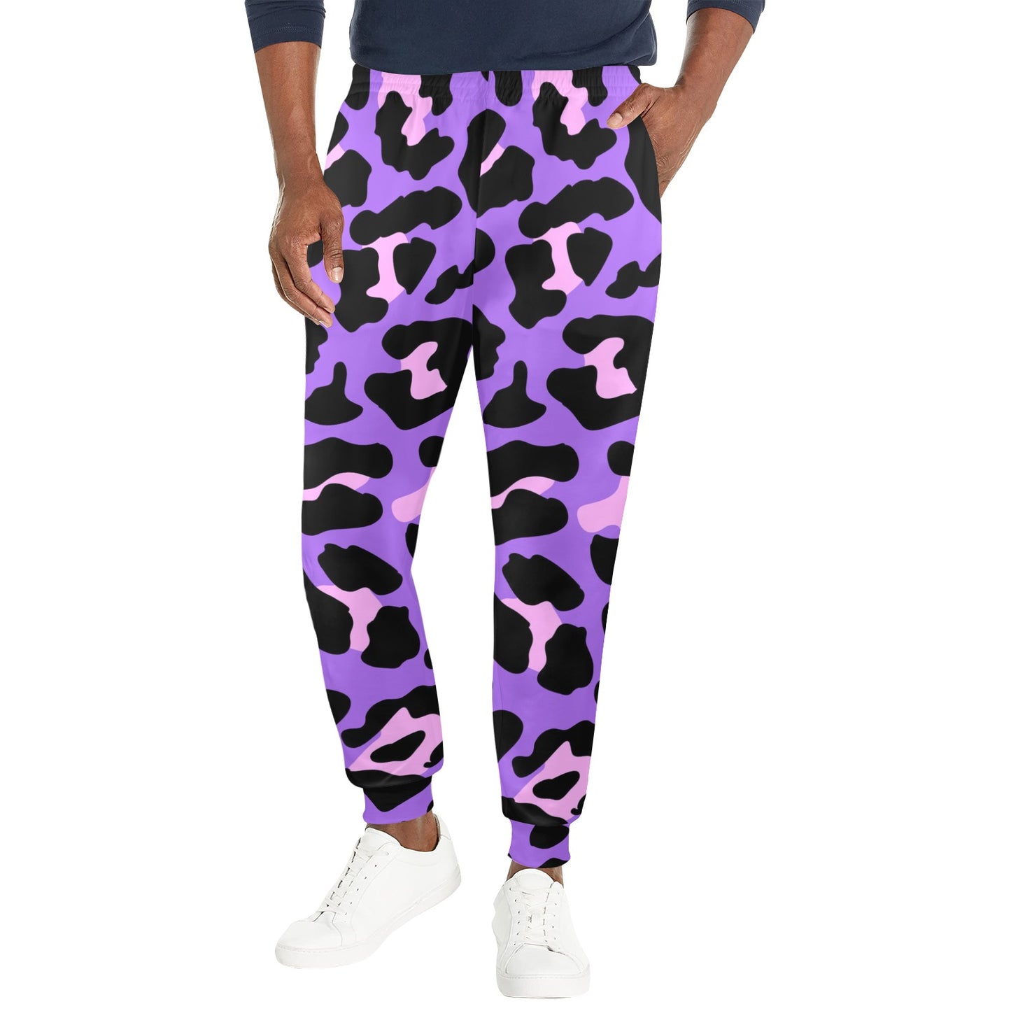 Cheetah Purple Neon Print Pattern Men's Casual Track Pants