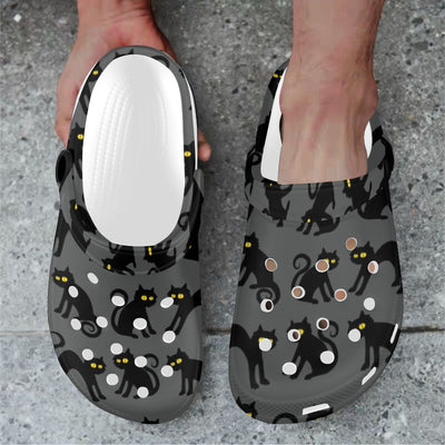 Black Cat Cute Print Pattern Unisex Clogs Shoes