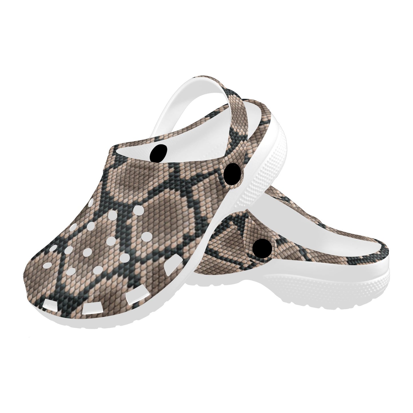 Snake Skin Design Print Unisex Clogs Shoes