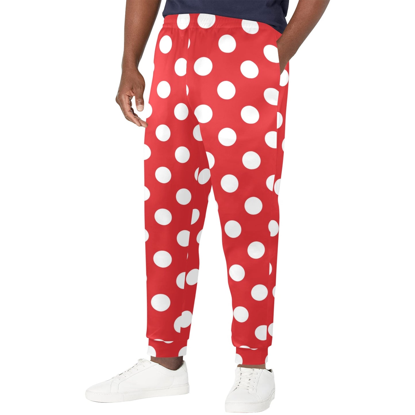 Polka Dot Red Pattern Print Design 04 Men's Casual Track Pants