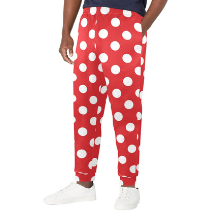 Polka Dot Red Pattern Print Design 04 Men's Casual Track Pants